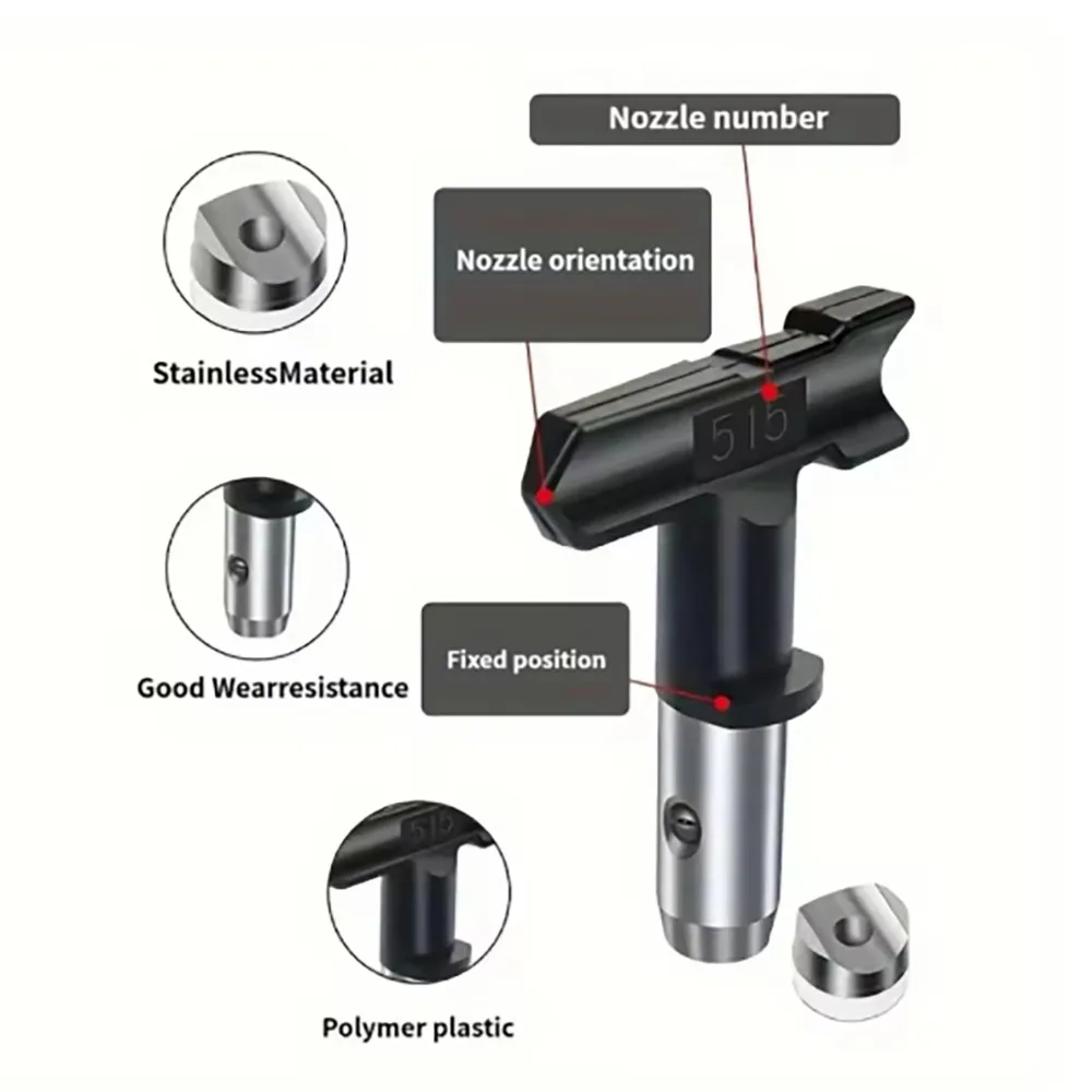 1PCS Spray Head, Reversible Airless Nozzle, Black, Suitable For Airless Sprayer