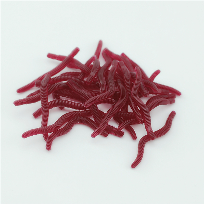 100PCS Weicher Köder Bass Brassen Blutwurm Angeln Regenwurm Wurm Gummi Rote Würmer Köder Fischgeruch Realistische Tackle