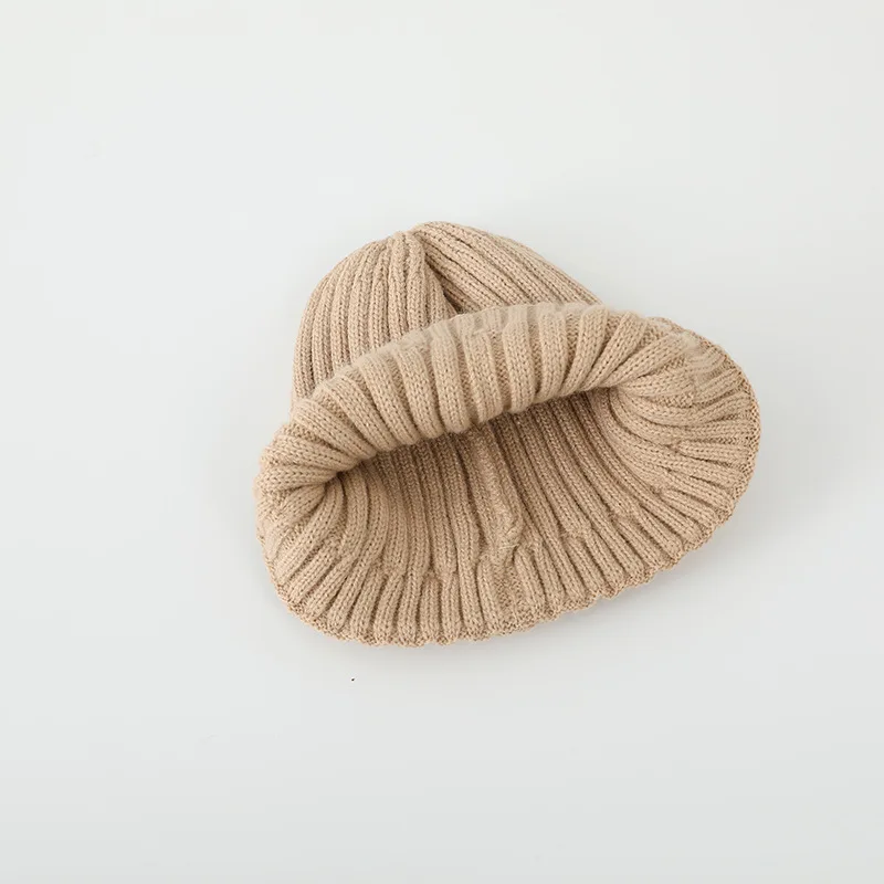 Outono inverno bebê bordado carta tricô bonés criança menino sólido quente gorros menina crianças moda casual chapéu infantil macio bonés