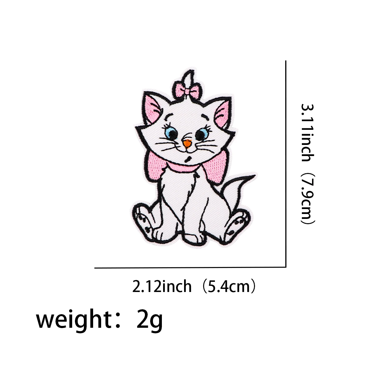 White Kitty Bordados Patches para Crianças, Emblema DIY, Patches Adesivos, Gato dos desenhos animados, Roupas Adesivos, Apliques