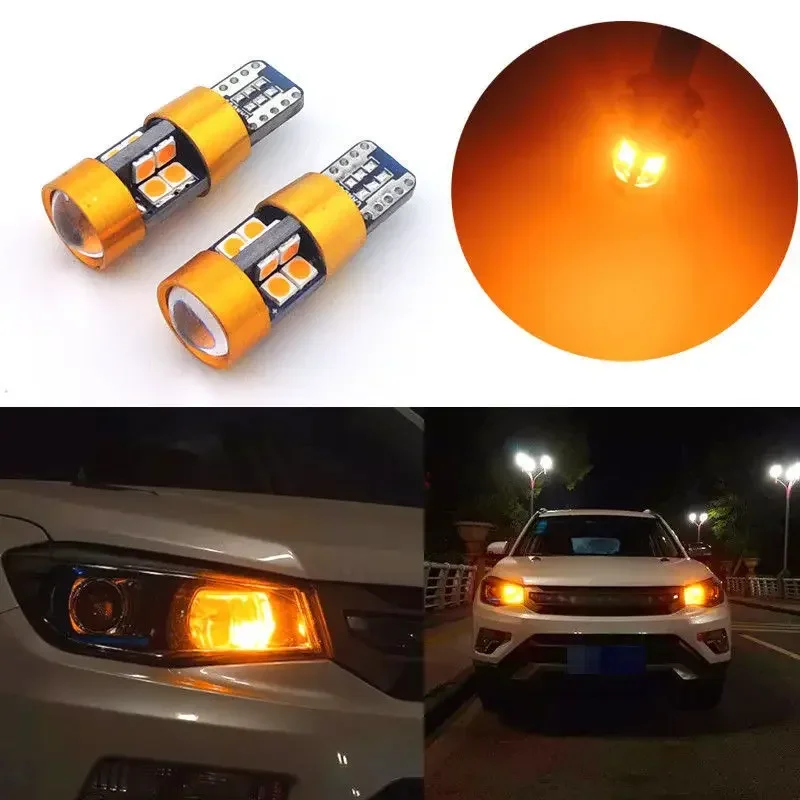 2 pçs carro t10 12v led luz de sinal laranja âmbar posição luz estacionamento luzes da cidade t10 168 194 2825 w5w 19smd lâmpada led