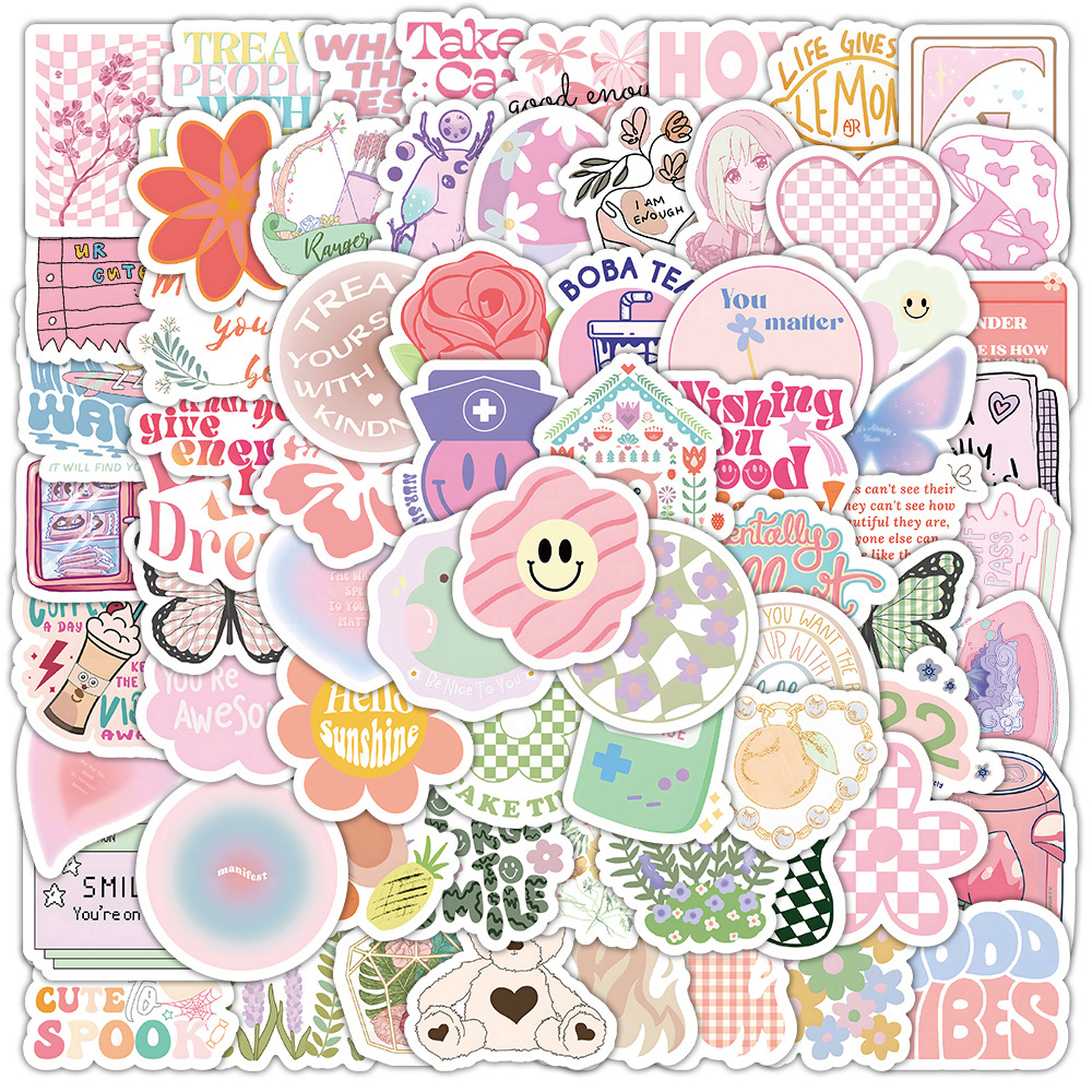 10/30/50/100pcs Cartoon Pink Danish Past Ins Graffiti Stickers Laptop Suitcase Phone Water Bottle Aesthetic Sticker Kids Toys