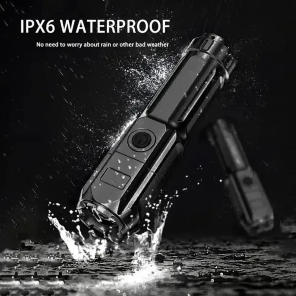 100000   Lumens poderosa lanterna led recarregável usb 18650 à prova dwaterproof água zoom pesca caça lanterna tática material abs