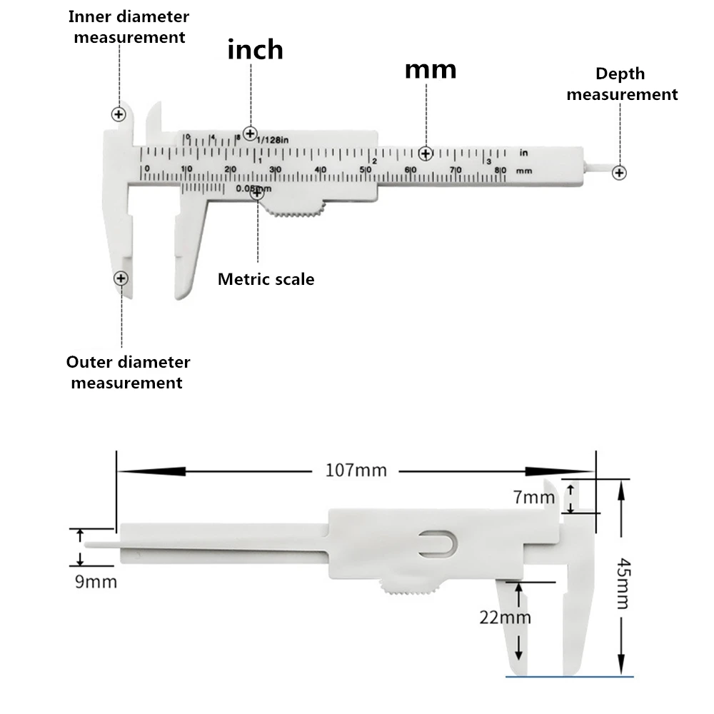 80mm caliper, small plastic sliding vernier caliper, measuring tool, micrometer, manual tool