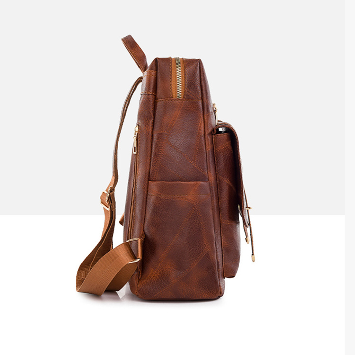 Backpack Trendy Korean Edition Fashion Solid Color Women's Backpack Casual PU Soft Leather Anti Splash Travel Bag-LJX