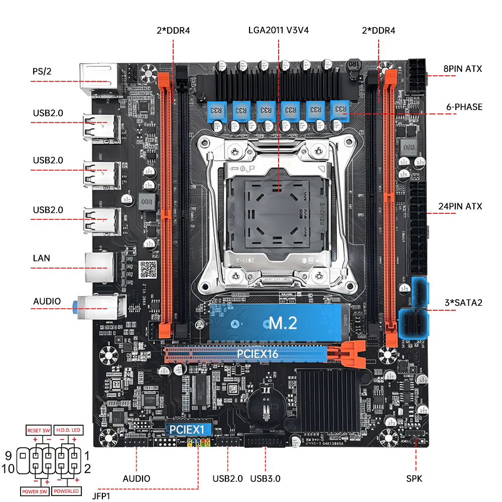 MOUGOL Nowy zestaw płyt głównych X99 z procesorem Intel Xeon E5 2680 V4 i pamięcią RAM DDR4 16G (8G*2) 2133MHz Dual Channel M.2 NVME do komputera stacjonarnego