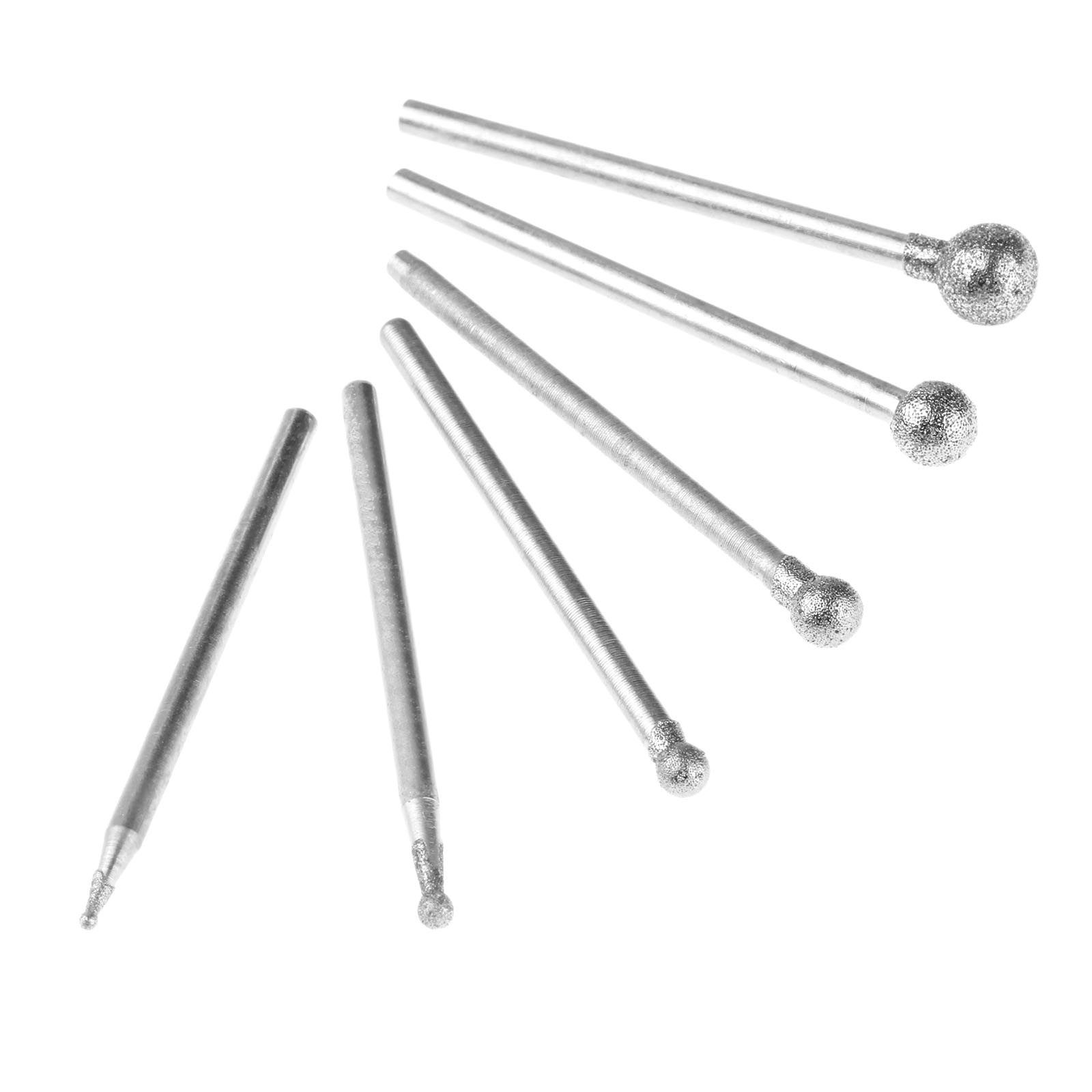 6 Chiếc 1/2/3/4/5/6Mm Kim Cương Hình Cầu Đánh Bóng Đầu Mài Gắn điểm Xay Hơi Cho Máy Đa Năng Dremel Dụng Cụ Xoay 2.35Mm Vít