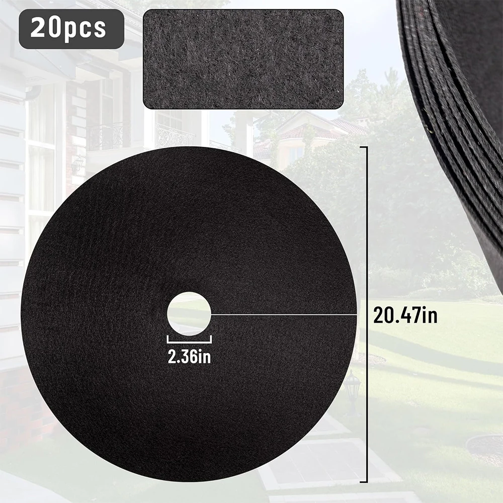 20pcs Non-Woven Tree Mulch Ring Reusable Tree Weed Barrier Mat Degradable Used inhibit Growth and Control Plant Root Protection