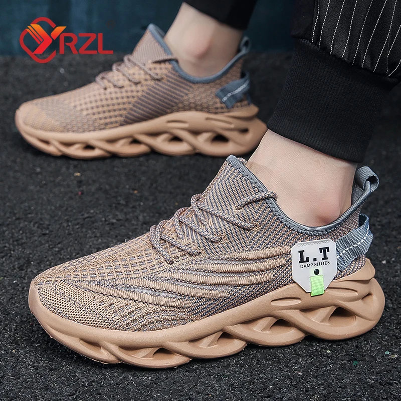YRZL hombres deportes correr negro zapatos para correr zapatillas casuales al aire libre malla transpirable mujeres ligero absorción de impacto tenis negro