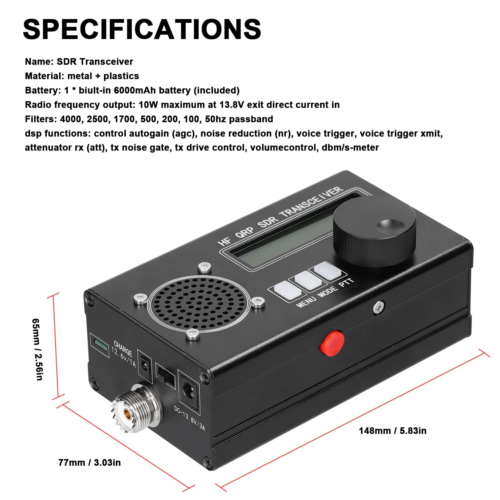 USDX QRP uSDX 8 Bands SDR All Mode High Frequency SSB QRP Transceiver with Power and SWR Indicator SDR Transceiver