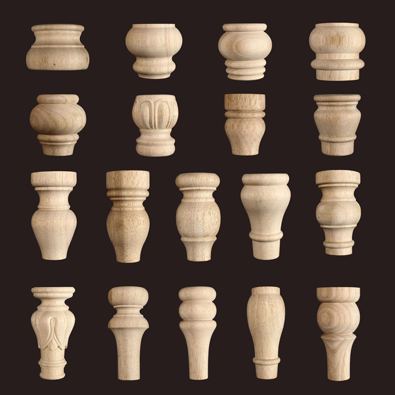 Round Solid Wood Table Legs for Furniture Wooden Chair Sofa Foot Cabinet Bed Support Hardware Replacement Dressers Desk Feet