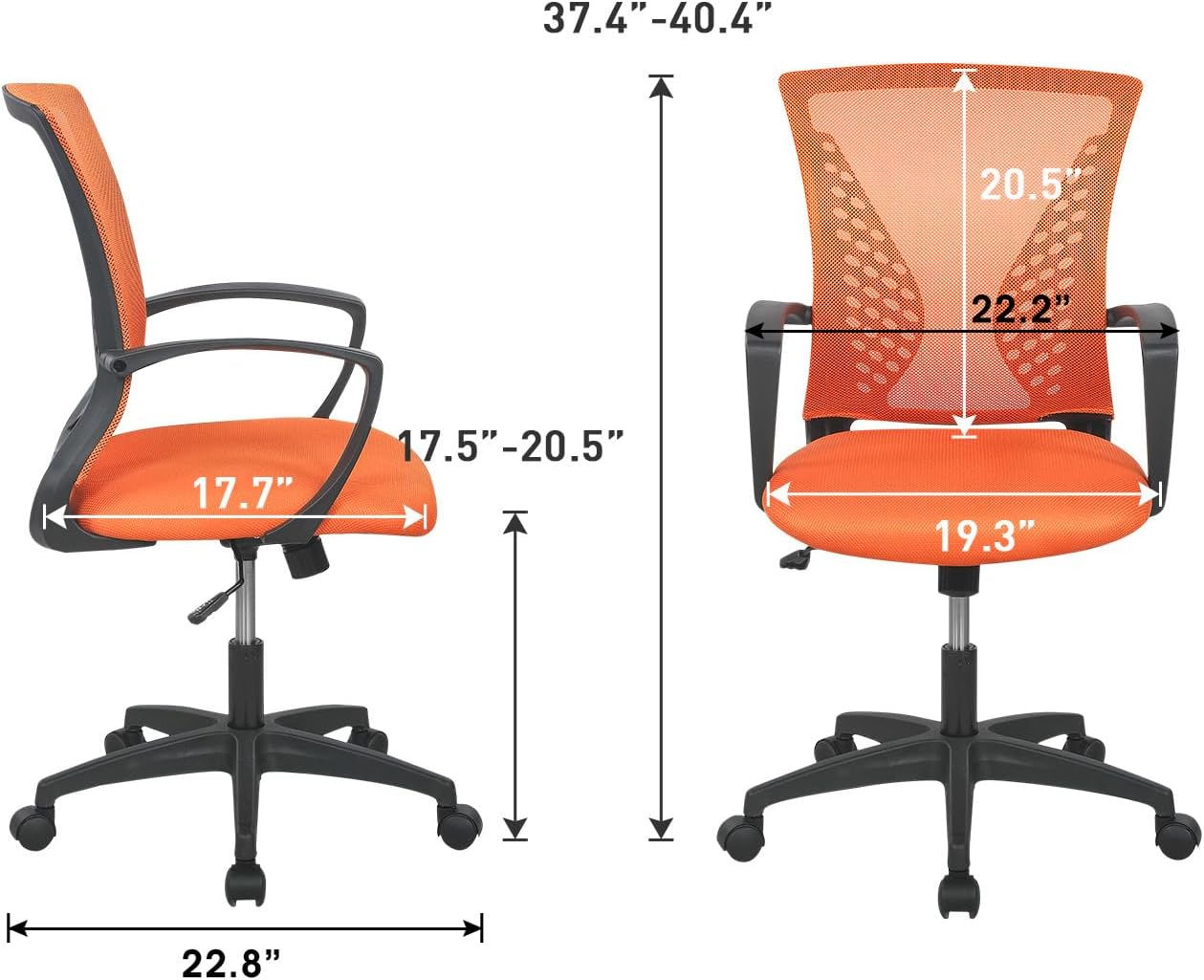 Office Chair Mid Back PC Swivel Lumbar Support Adjustable Desk Task Computer Ergonomic Comfortable Mesh Chair with Armrest