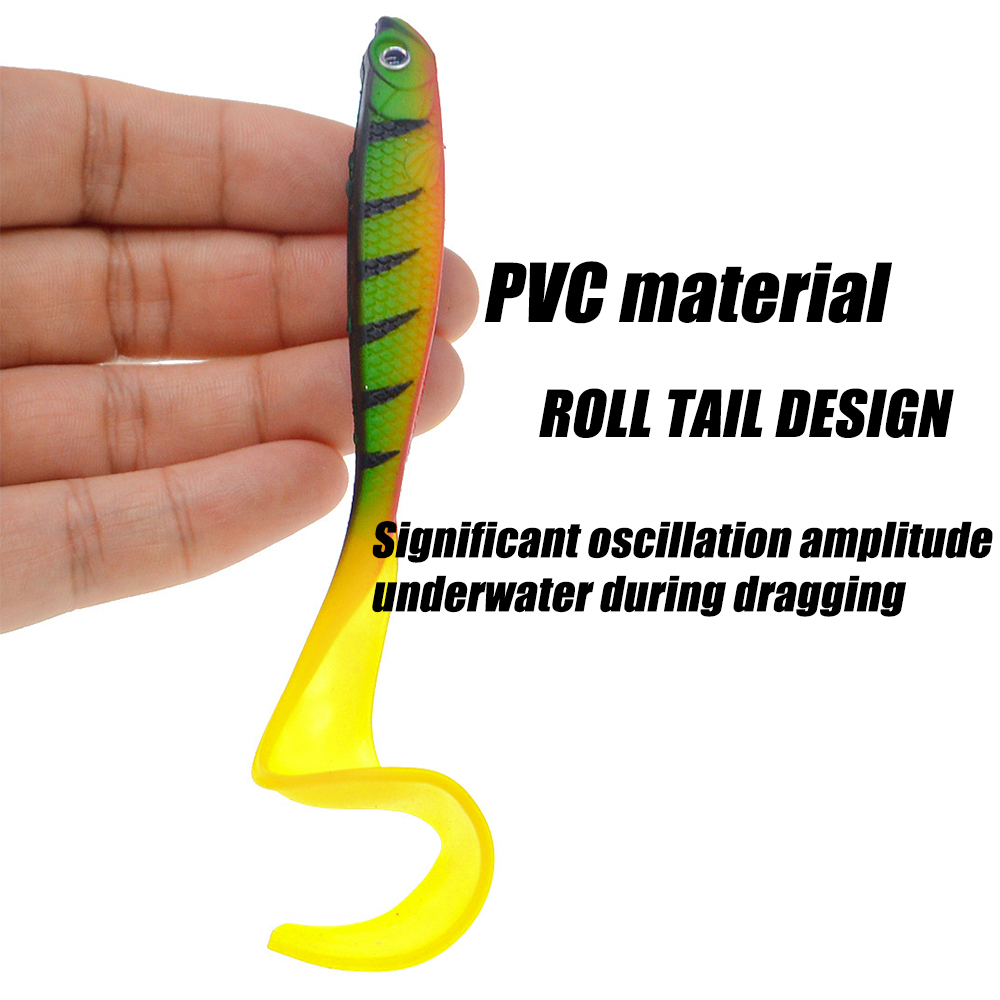 4 teile/los Weiche Wurm Köder, Lange Schwanz Bass Köder, lebensechte Angeln Köder 4PCS Jigging Wobbler Angeln Köder 12,5 cm 55g Shad T-schwanz