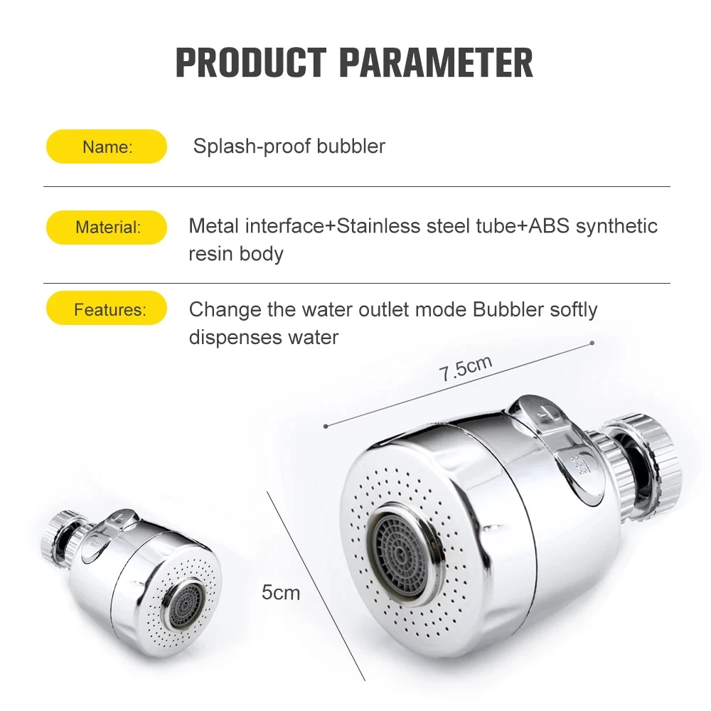 1PC Faucet Splash Guard Faucet Extender Household Water Outlet Bubbler Basin Faucet Water Saver Universal Rotation Flushing