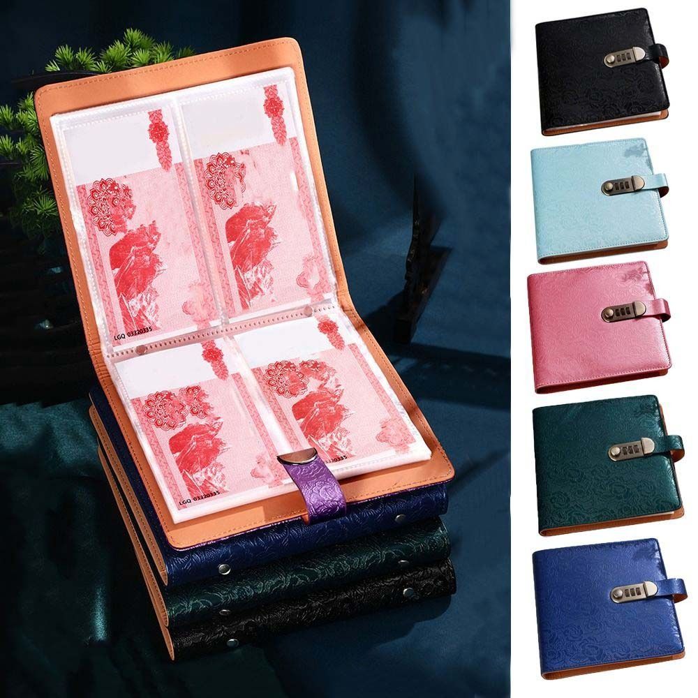 Конверт с тиснением и цветком, книга с задачами по экономии, искусственная кожа, 50 листов, бюджетная папка с замком, многоразовые конверты для наличных денег