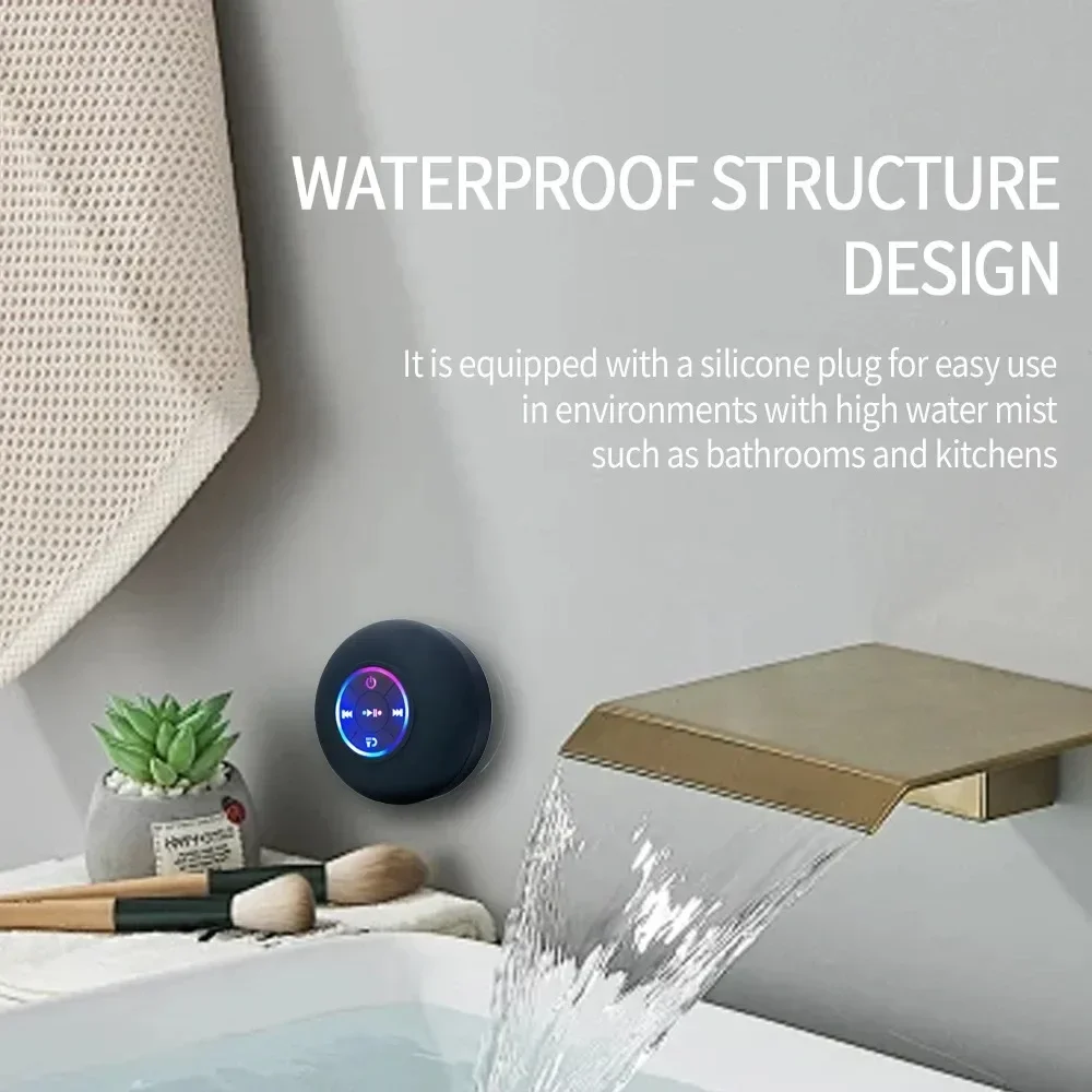Draagbare Bluetooth Audio Ipx4 Waterdichte Led-verlichting Badkamer Buiten Grote zuignap kan worden geadsorbeerd Wandluidspreker