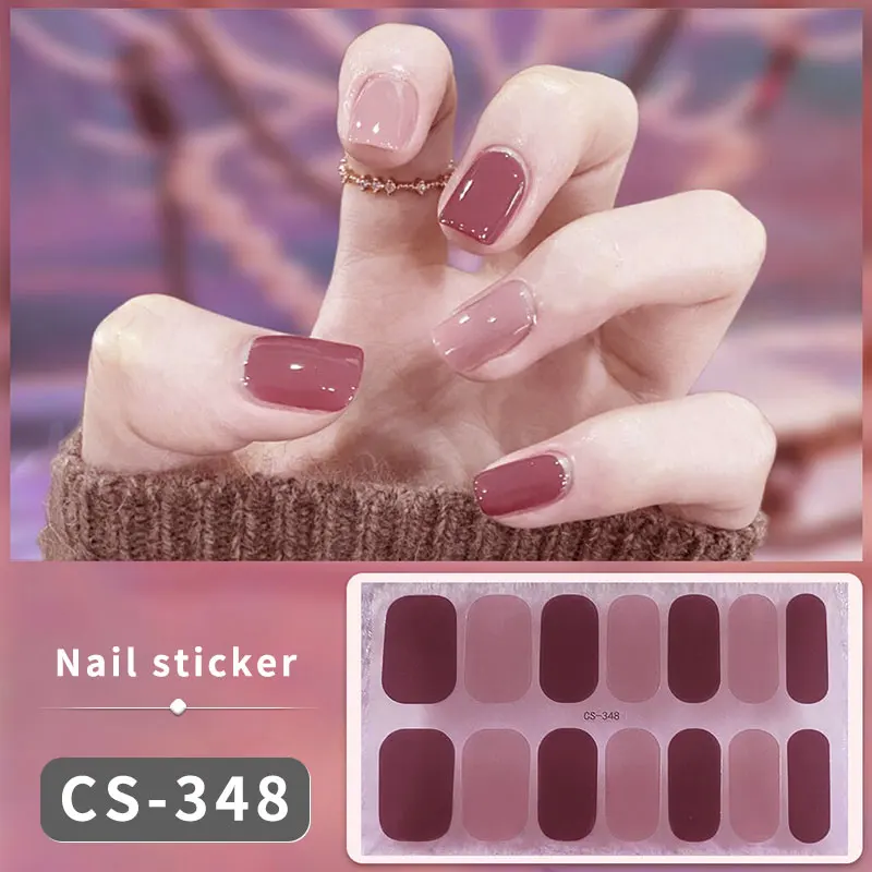DIY เจลเล็บสติกเกอร์ Cured-ฟรียาวนานสีทึบเล็บแถบ Patch Slider สติกเกอร์เต็มรูปแบบรูปลอกเล็บ Patch