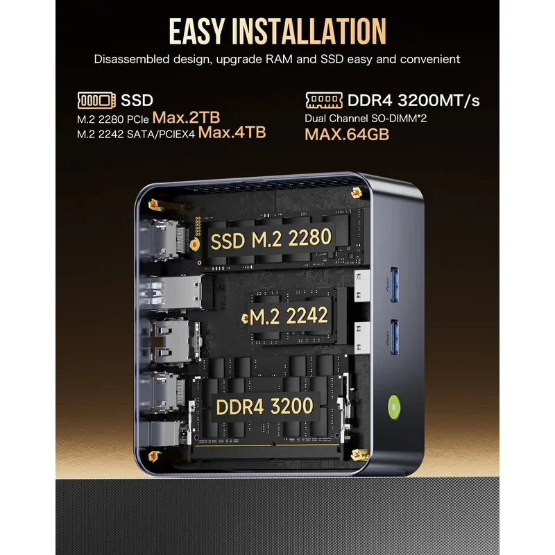 GMKtec M3 Plus Мини-ПК Игровой компьютер Core I9-12900HK Mini Host DDR4 SSD Win 11 Pro Настольный ПК Компьютер