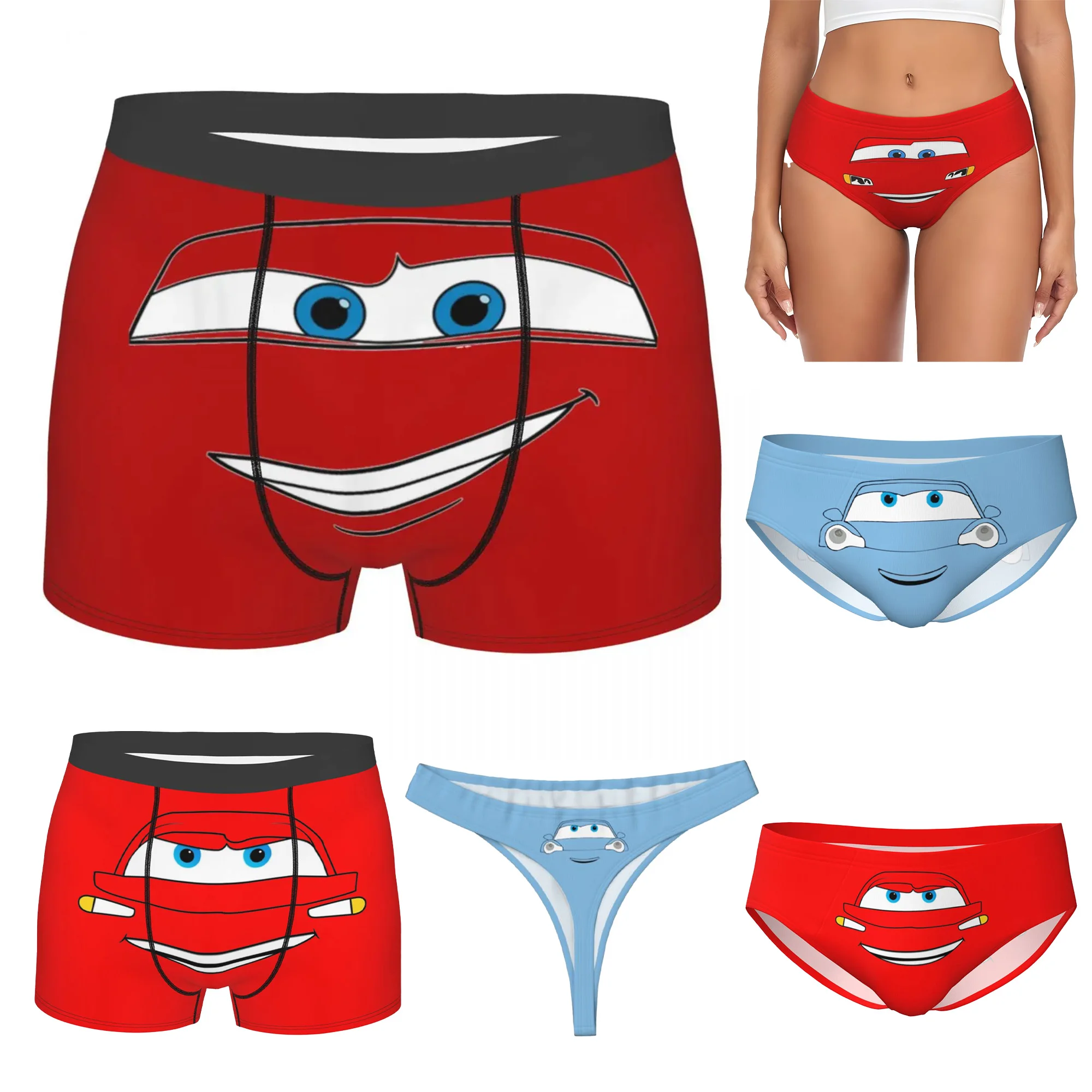 Men Lightning McQueen Croc Pixar Cars Long Underwear Humor Boxer Briefs Shorts Panties Male Mid Waist Underpants