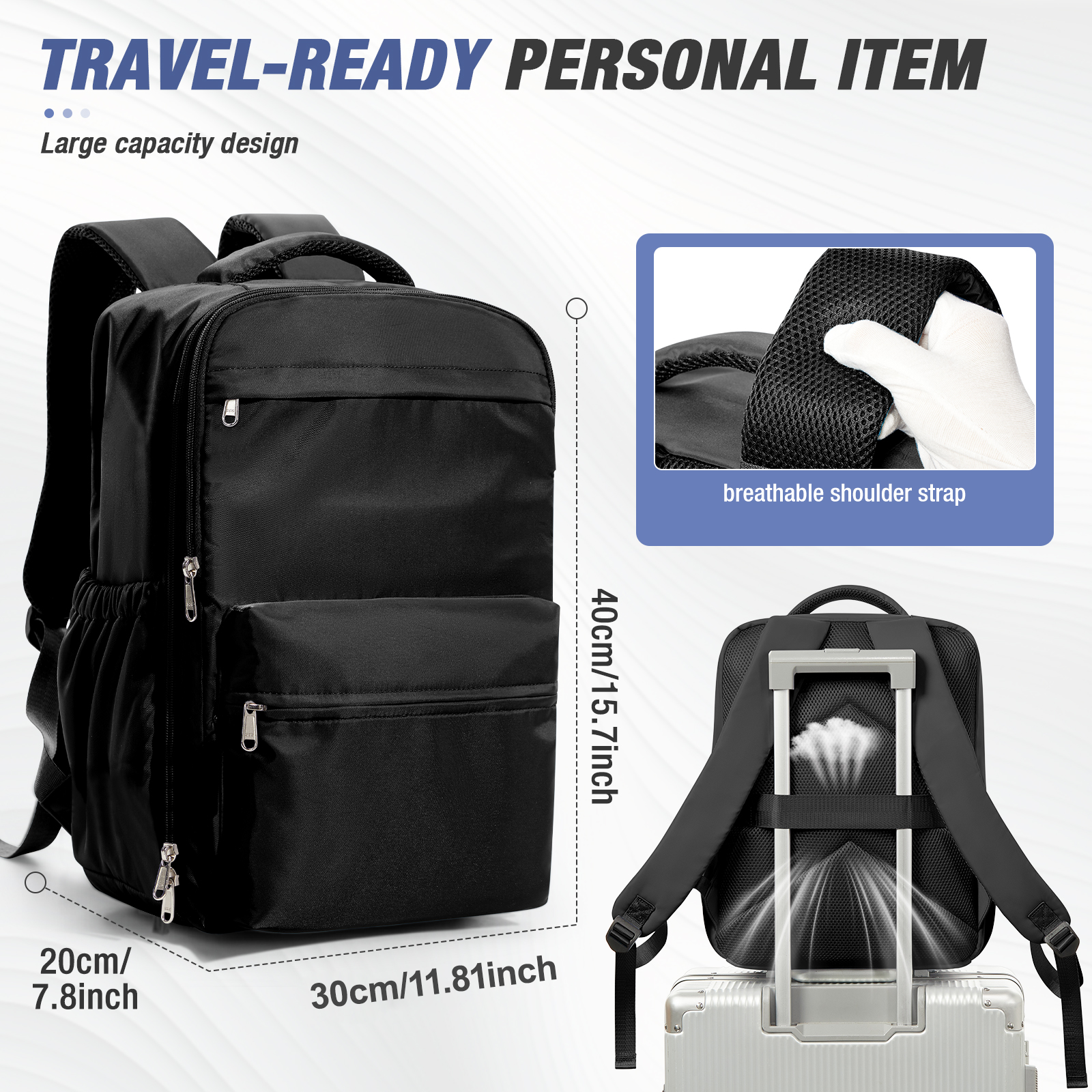 Mochila de compresión al vacío para hombre, mochila para ordenador portátil de 15,6 pulgadas, mochila de viaje al vacío para senderismo, mochila Ryanair, bolsa de cabina de 40x20x25