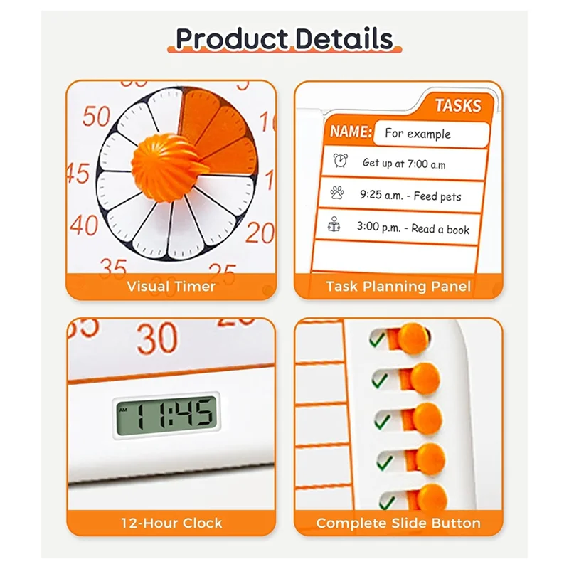 ABFN-3-In-1 Visual ADHD Timer For Kids & Adults With Planning Board, Task Timer, Chore Chart & Visual Schedule Planne