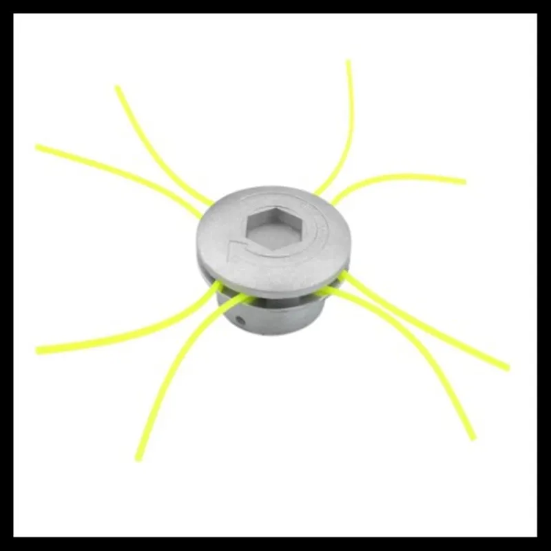 Cabezal de corte de césped de aluminio Universal con cabezal cortador de cepillo de 4 líneas, cabezal de línea de corte de césped de nailon para cortacésped plateado