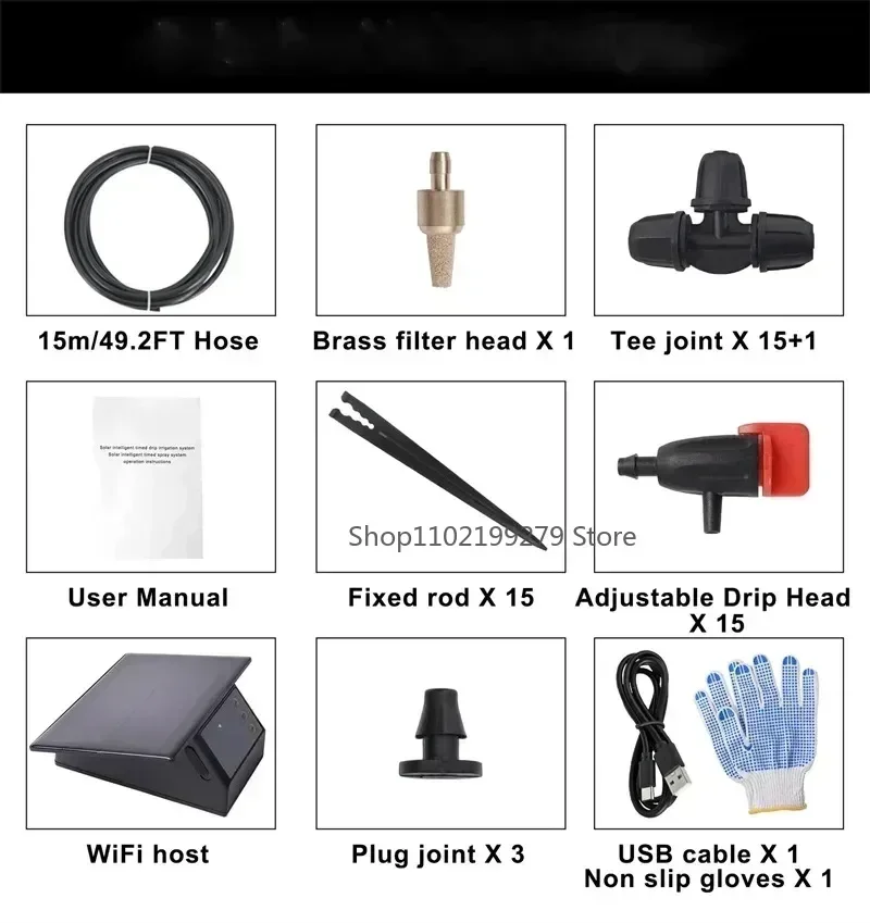 Tuya Wifi Solar Power Timer Pumpe Automatische Tropf Bewässerung Kit Garten APP Fernbedienung Bewässerung System 10/15 Köpfe Kit