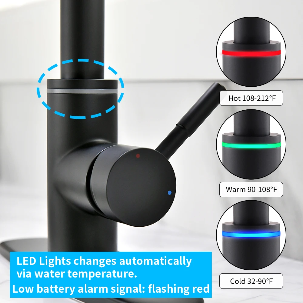 ก๊อกน้ําห้องครัวสีดําเดี่ยวดึงKitchen Tap Single Hole Handleหมุน 360 องศาMixer Tap Mixer Tap 408906