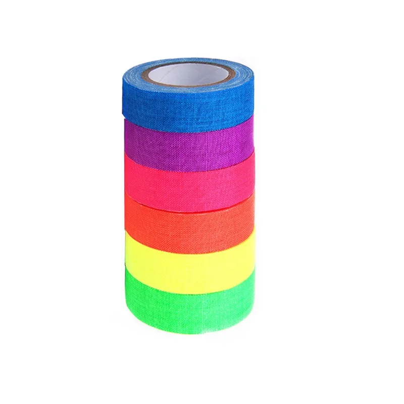 Neon fluorescent cloth tape, 5 meters, rainbow color, party, non reflective, glow in the dark, under black uv light