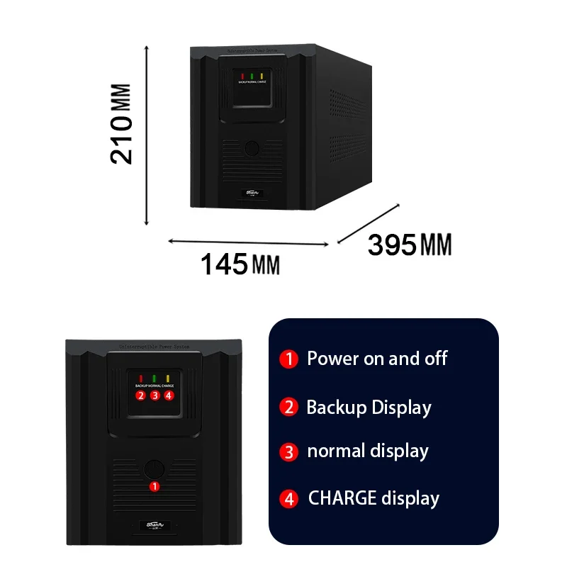 UPS monofásico de alta carga, conversión Dual inteligente, 3kva, fuente de alimentación de respaldo, UPS sin conexión para impresoras informáticas