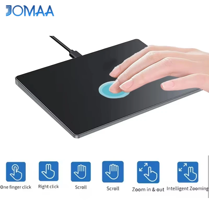 Jomaa Wired Trackpad Muti-Touch, Touchpad mit hochpräzisem USB-Touchpad für Windows 7/10/11 Laptop Notebook PC Computer, Schwarz
