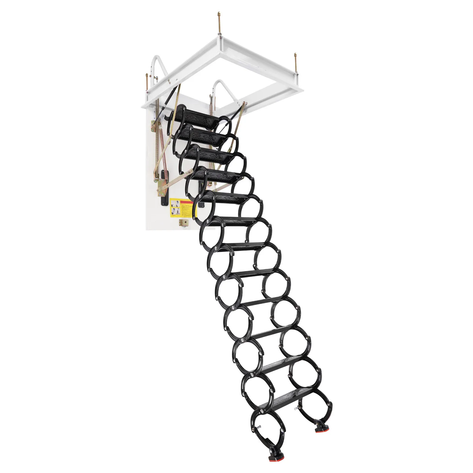 10ft 12-Steps Attic Ladder Loft Stairs Folding Pull Down Stairs Ladder Ceiling Mounted 600lbs Load
