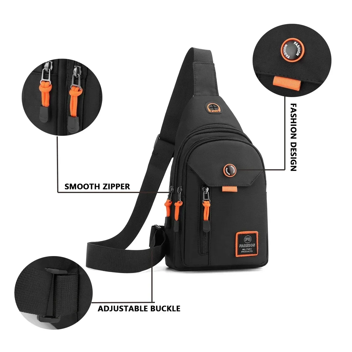 Mochila para hombre Adventure Sling - Espacioso y resistente para deportes al aire libre, senderismo y viajes - Bolsa de pecho versátil con múltiples bolsillos