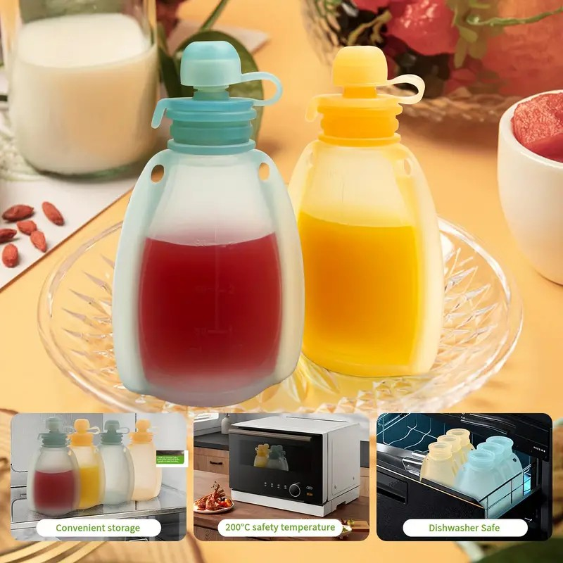 Bolsa de almacenamiento de leche portátil para bebé, bolsa de comida complementaria de silicona para recién nacido, bolsa de agua para niños, bolsa para beber plegable al aire libre para bebé
