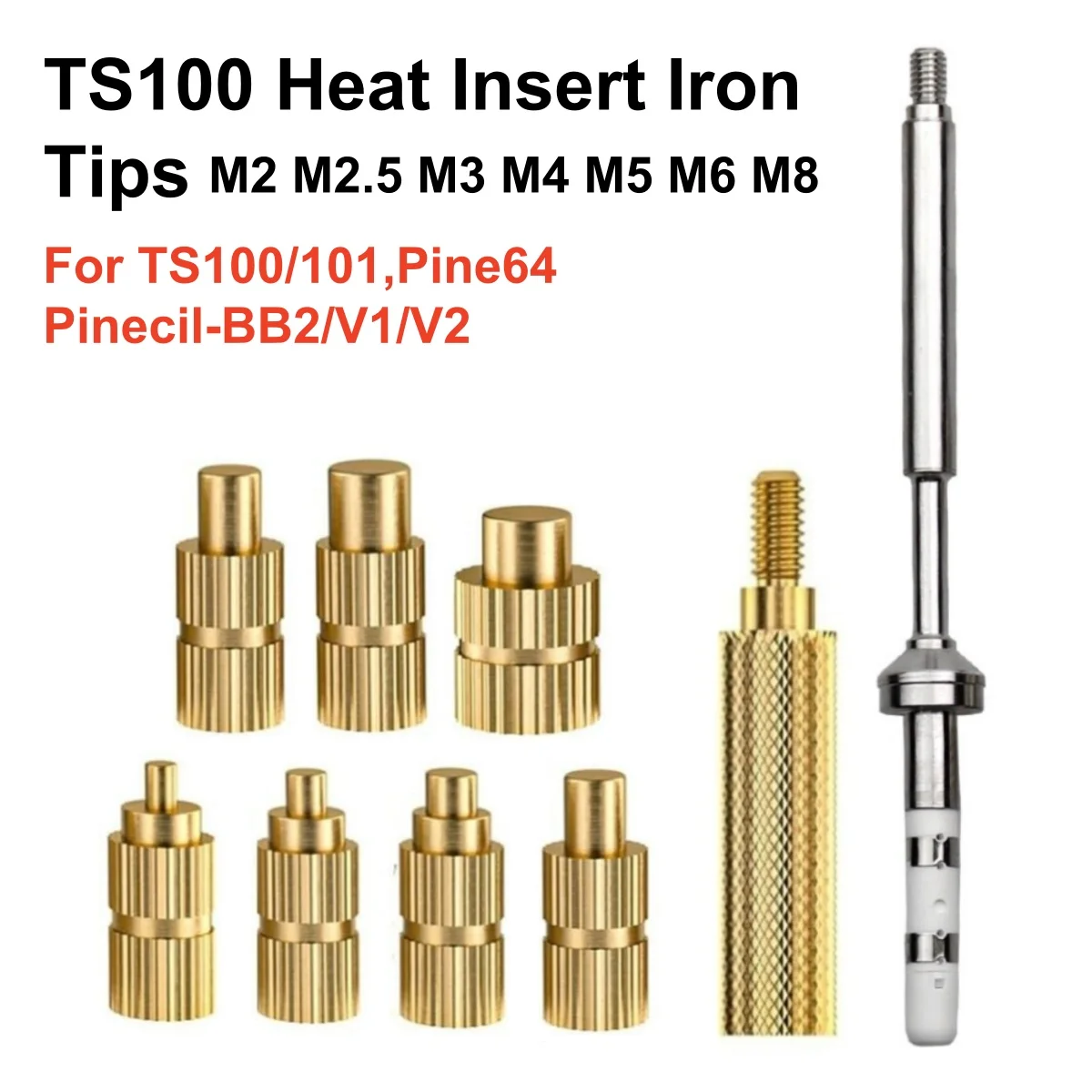 Warmte-inzetmoer Soldeerpunt Adapter Voor TS100/101 Pine64 Pinecil Serie Soldeerbout Maat M2-M8 Hot Melt Invoegen Kits