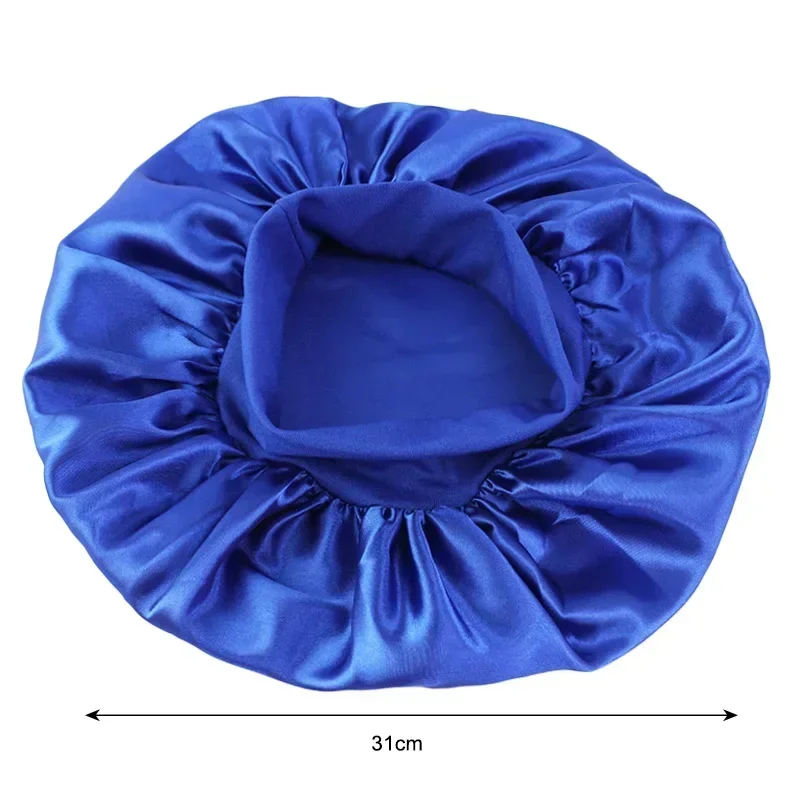 Gorro de dormir de ala ancha de satén, diadema de seda con estilo para dormir, gorro de noche con banda elástica, gorro de ducha para el pelo