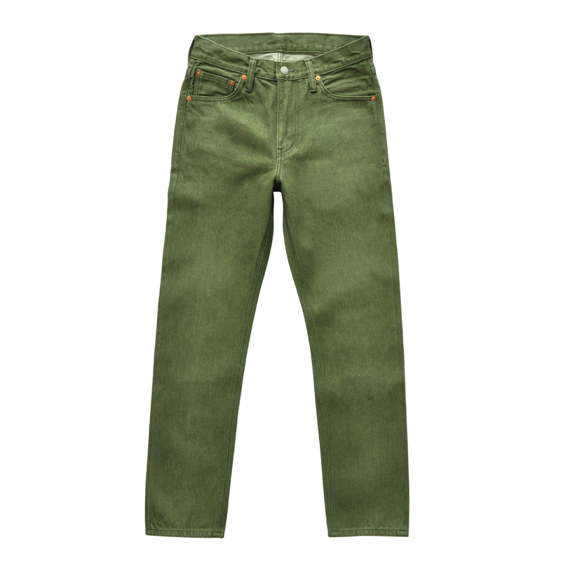 Saucezhan Männer Jeans Vulkanisation Olive Grün 107 Kanten Denim Jeans Männer gewaschen Slim Fit 14 Unzen Zipper Fly