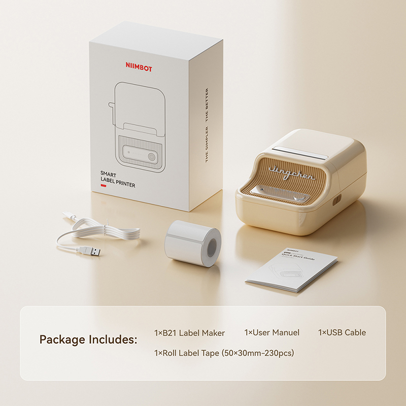NIIMBOT B21/B1 Przenośna Drukarka Termiczna 1500mAh Bezprzewodowa Drukarka Etykiet z Samoprzylepnymi Etykietami do Kodów Kreskowych Odzieży Biżuterii