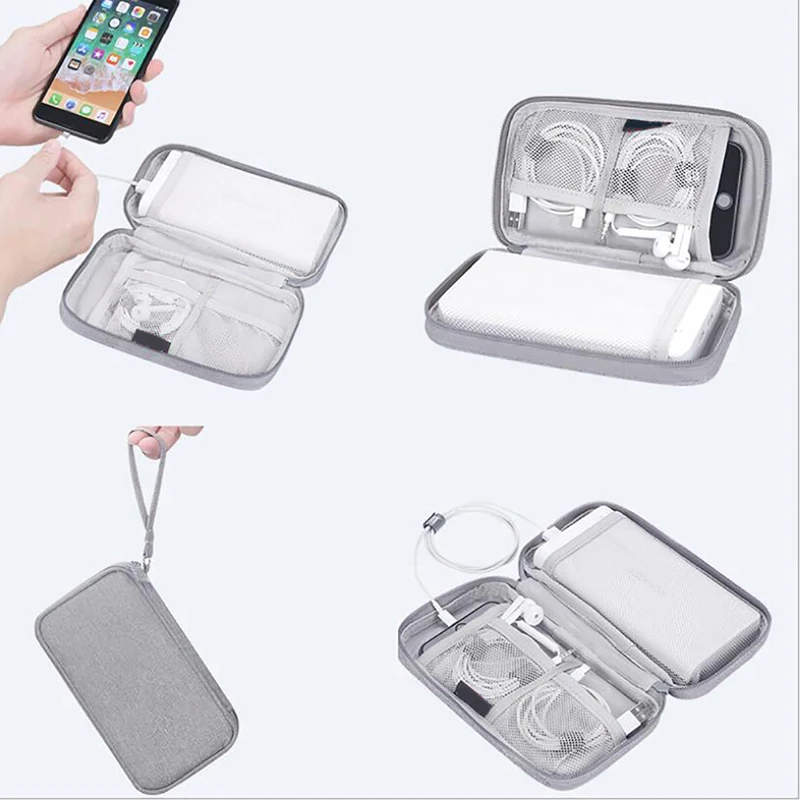 Bolsa de almacenamiento de cables de datos, estuche de transporte portátil impermeable, bolsa de almacenamiento de capas, bolsa organizadora de viaje para Cable, cargador USB