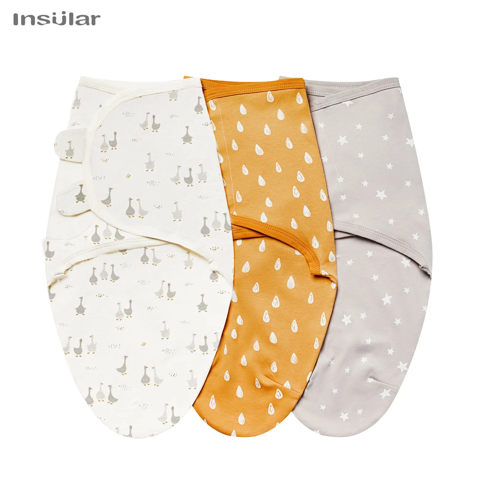 Saco de dormir do bebê recém-nascido, Envelope Swaddle, envoltório do casulo, macio, 100% algodão, cobertor do sono, cobertores do bebê, outono, 3 pcs