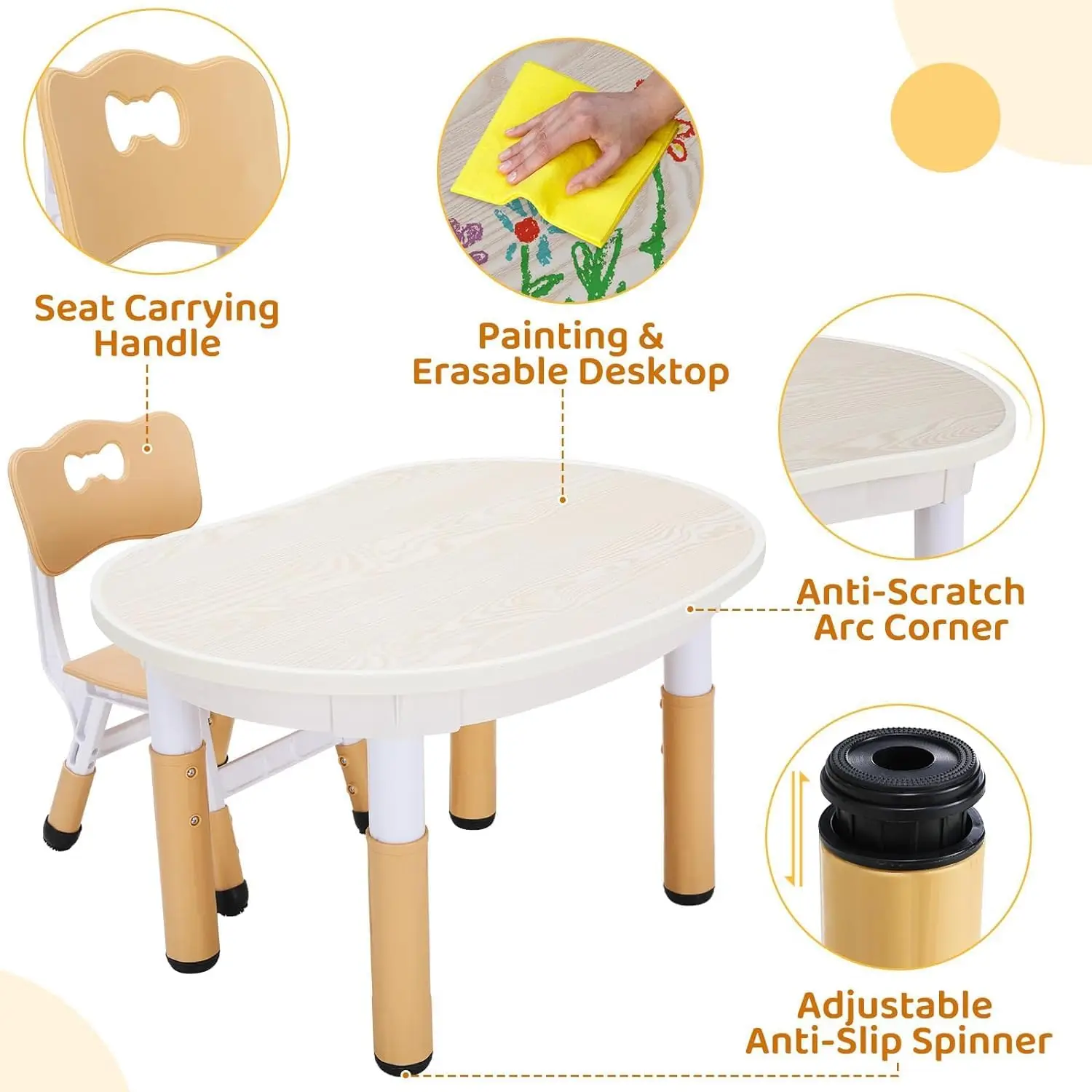 Kindertafel met 2 stoelen zitgroep In hoogte verstelbare schildertafel en stoelenset, kunststof bureau voor kinderdagverblijf/thuis