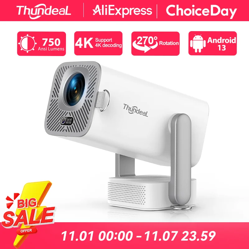 ThundeaL-proyector Full HD TD80 Pro 1080P 2K 4K TD80Pro TD80W, actualización WIFI, Android, Mini proyector de haz, vídeo LED 3D para cine en casa