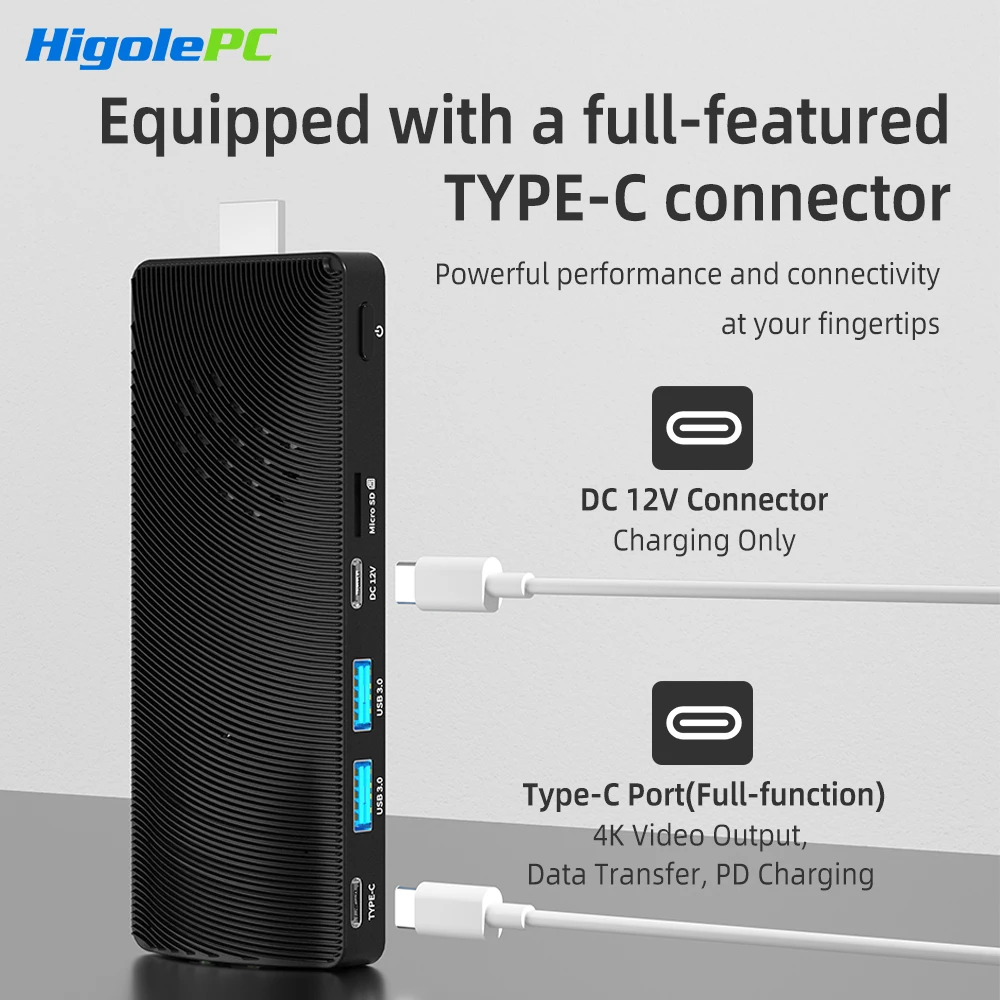 Higole PC Stick Fanless Mini PC Intel J4105 Windows 11 WiFi5 4/8GB 64/128/256GB Laptop Desktop PC 4K TV Stick PC Mini Computers