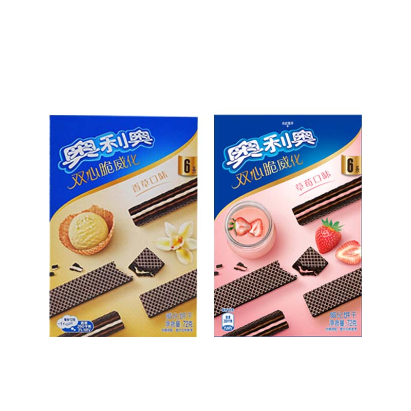 4 Packs Oreo Double Heart Crispy Wafer 2.54oz(72g),Each Pack Contains 6 Packets