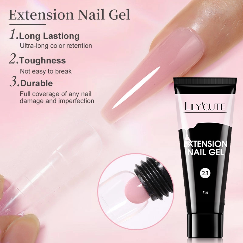 LILYCUTE-esmalte de uñas de Gel de extensión rápida, 15ML, Color blanco leche desnuda, extensión de dedo, cristal acrílico, barniz de Gel duro de construcción