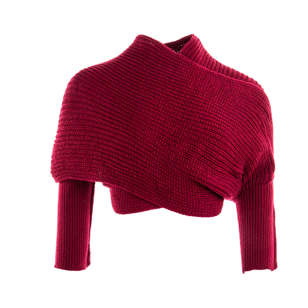 Suéter de punto cálido para mujer, Tops, bufanda con manga envolvente, chal, bufandas, suéteres