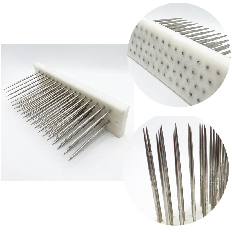 22 × 5.5 × 8.5 センチメートル白ステンレス鋼ヘアハックル針付きコーミングバルクヘア人毛エクステンションコームマシン横糸ツール
