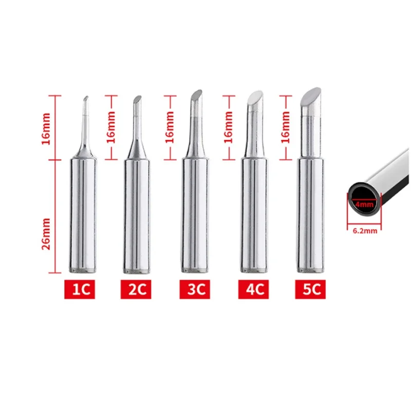 5/12Pcs I+B+K+2.4D+3C Soldering Iron 900M-T Soldering Iron Head Set Inside Hot Bare Electric Soldering Iron Tip tool pointy head