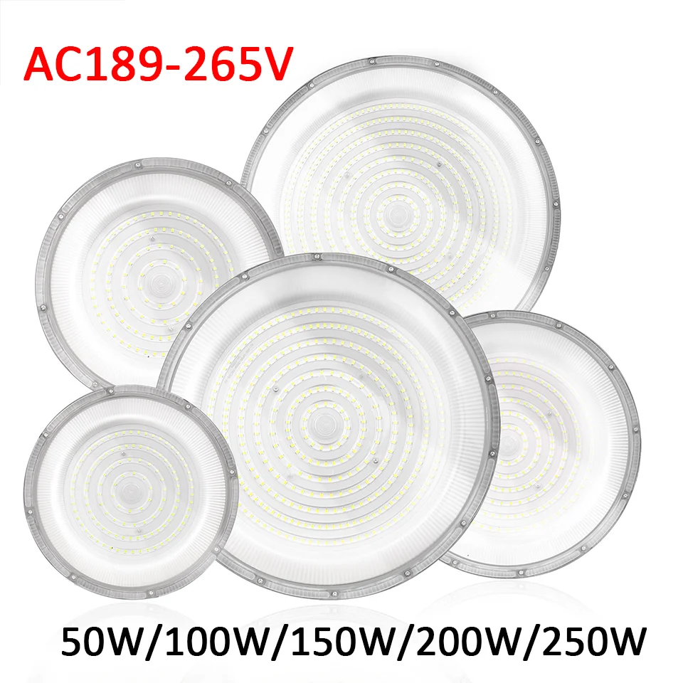 LED UFO High Bay AC85-265V 50W-600W Industrial Lighting Ceiling Light Market Warehouse Garage Gym Factory Sewing Machine Light