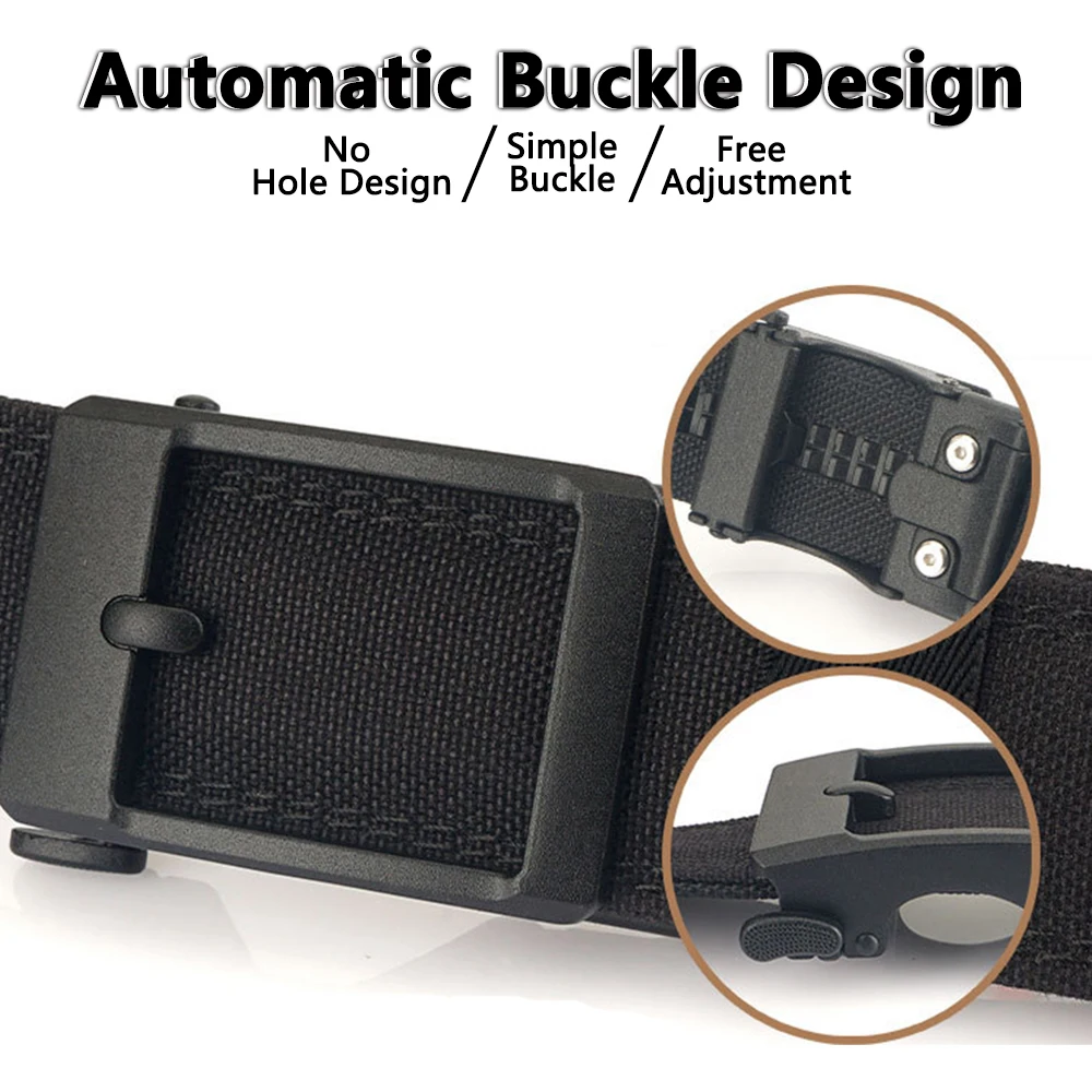 Tushi duro engrossado arma pendurado dupla camada de náilon pano tático cinto para homem versátil ao ar livre fivela automática cinto masculino